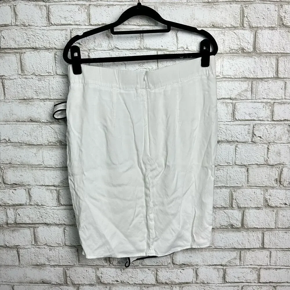 Universal Standard Skirt Navia Outline Wrap Tie White Black 6 8